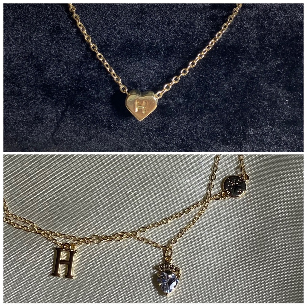 Tiny Initial Heart Necklace Tewiky & Class of 2021 Initial Anklet BUNDLE OF 2